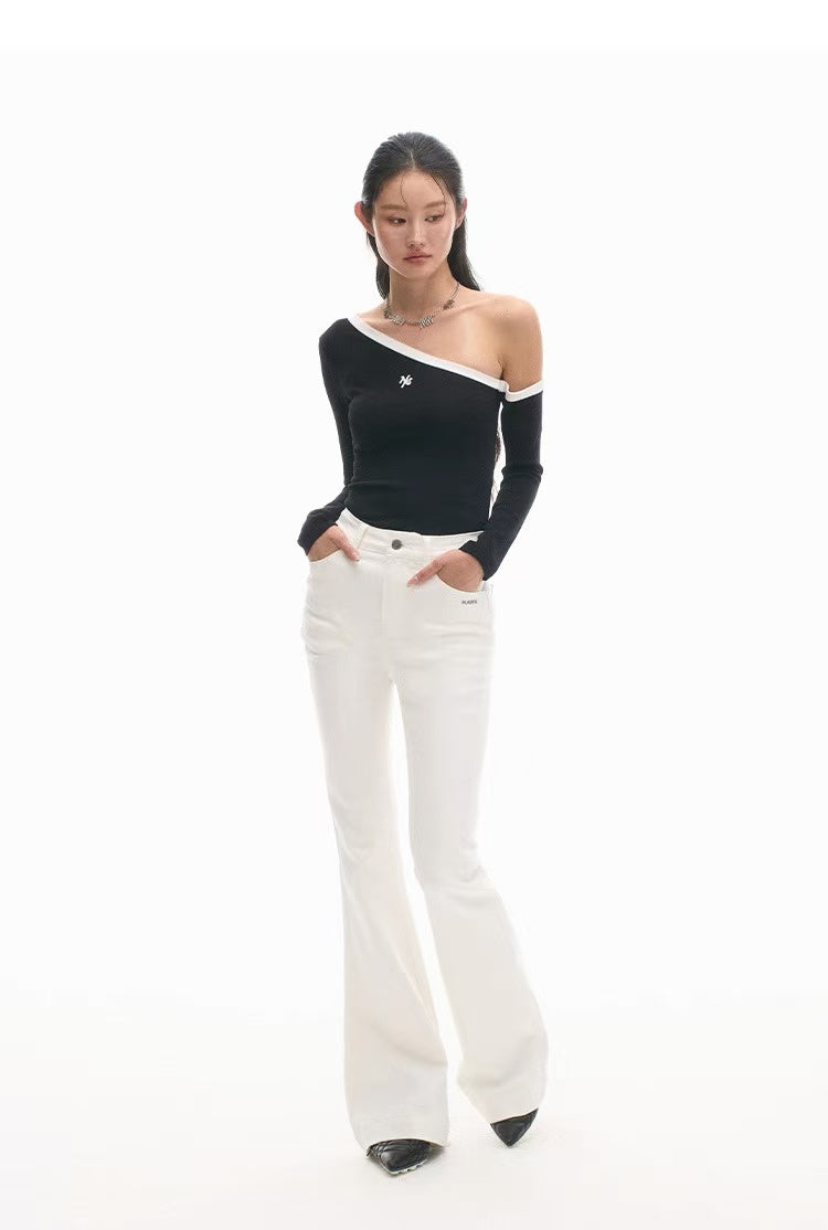 NAWS Color-Block Sculpted One-Shoulder Knit Top