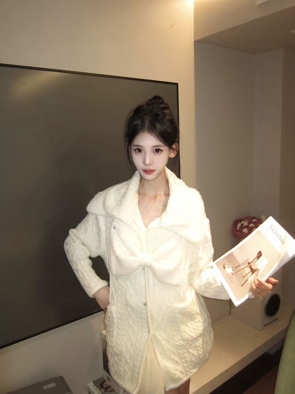 Jqwention Bow-Knot Knit Cardigan