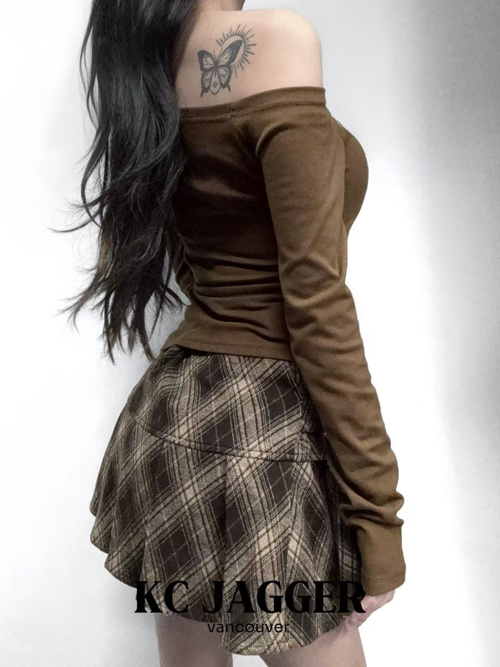 KC JAGGER Plaid Pleated Mini Skirt with Belt