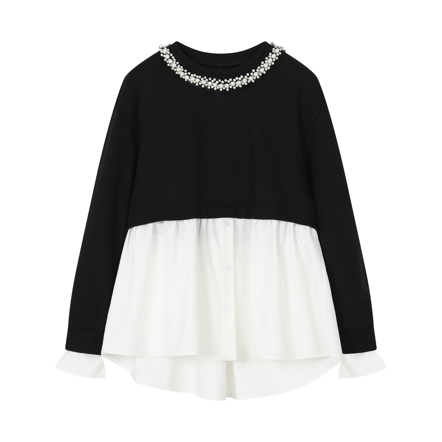 SomeSowe Color Blocked Pearl Collar Sweater Dress