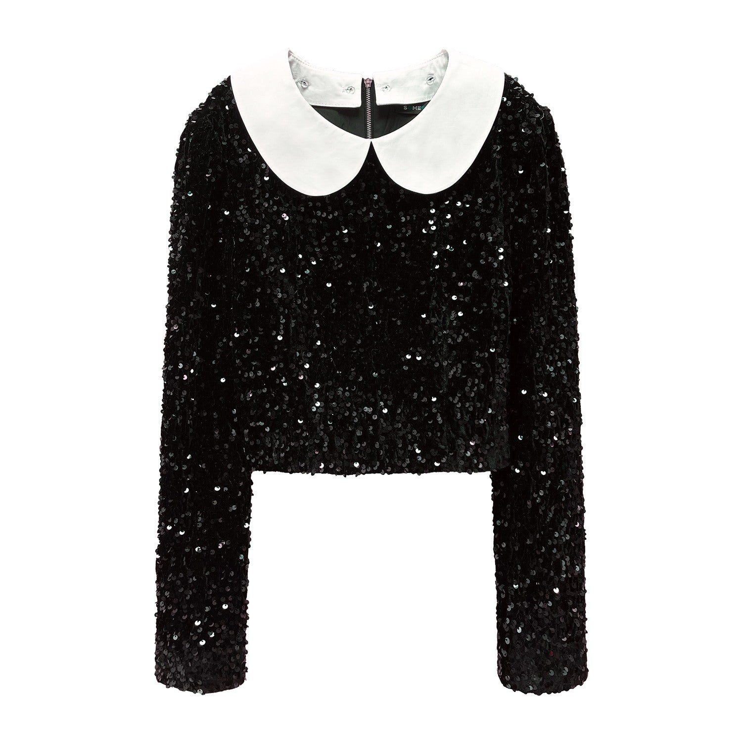 SomeSowe Doll Collar Glittered Top Black