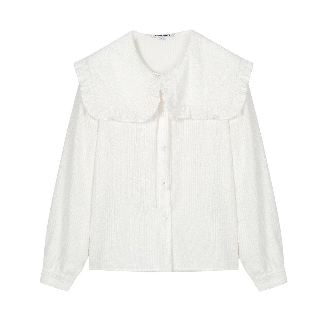 SomeSowe Velvet Doll Collar Shirt White