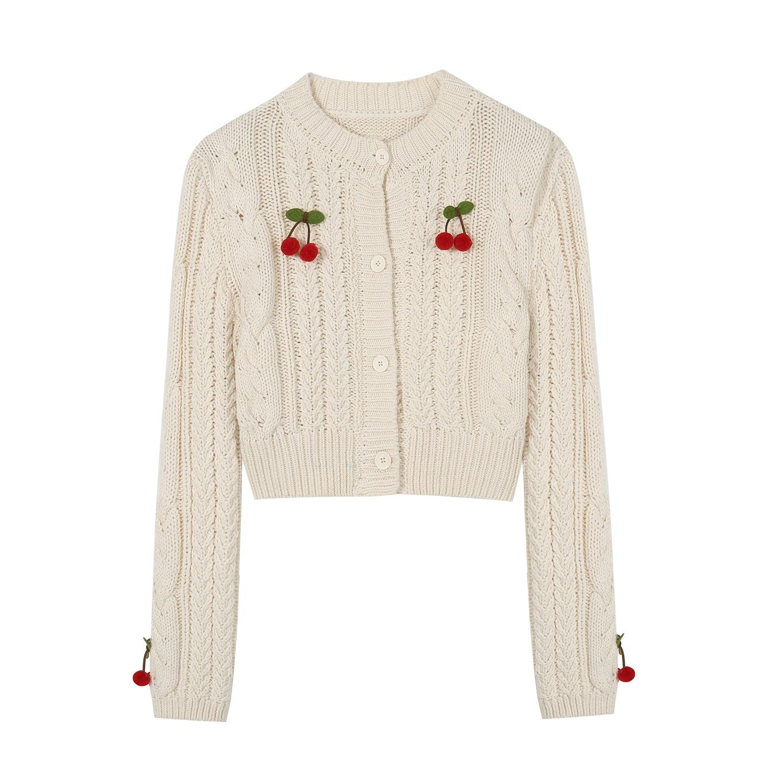 SomeSowe Cherry Knit Vest Set White