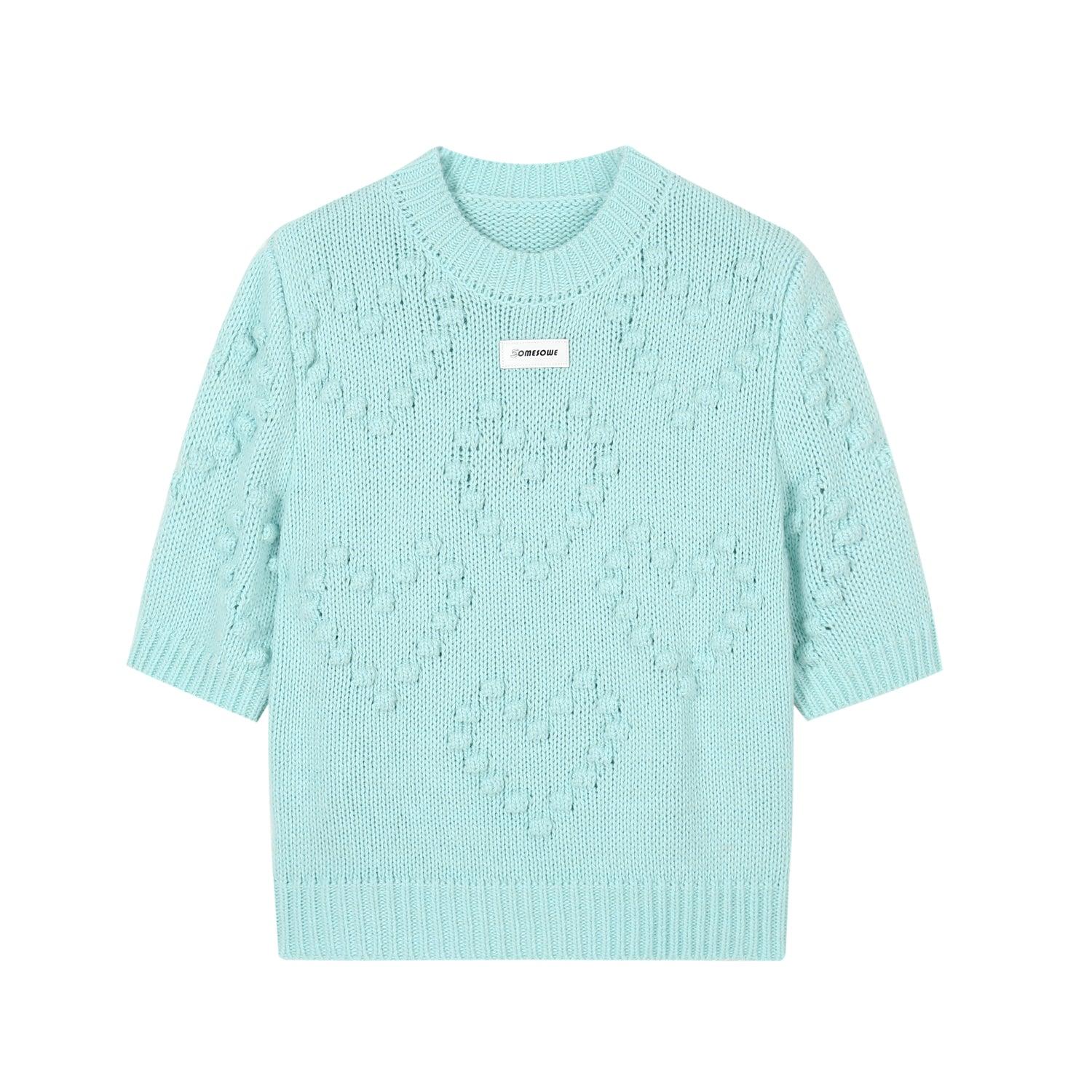 SomeSowe Pixel Heart Knit Top Blue