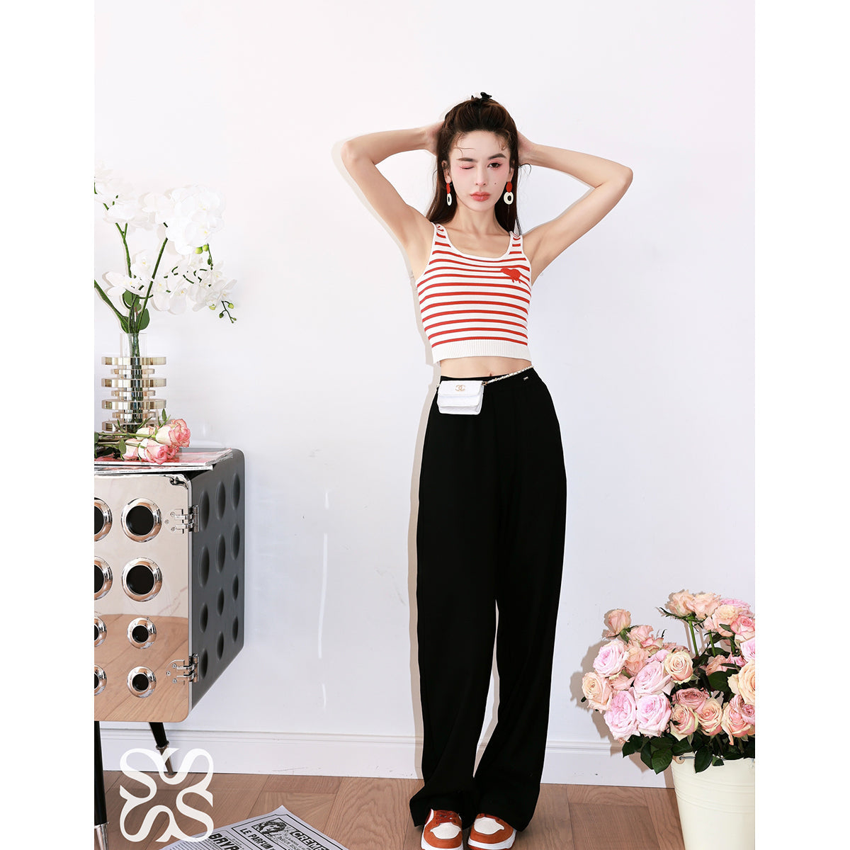 SomeSowe Elastic Waist Casual Pants Black