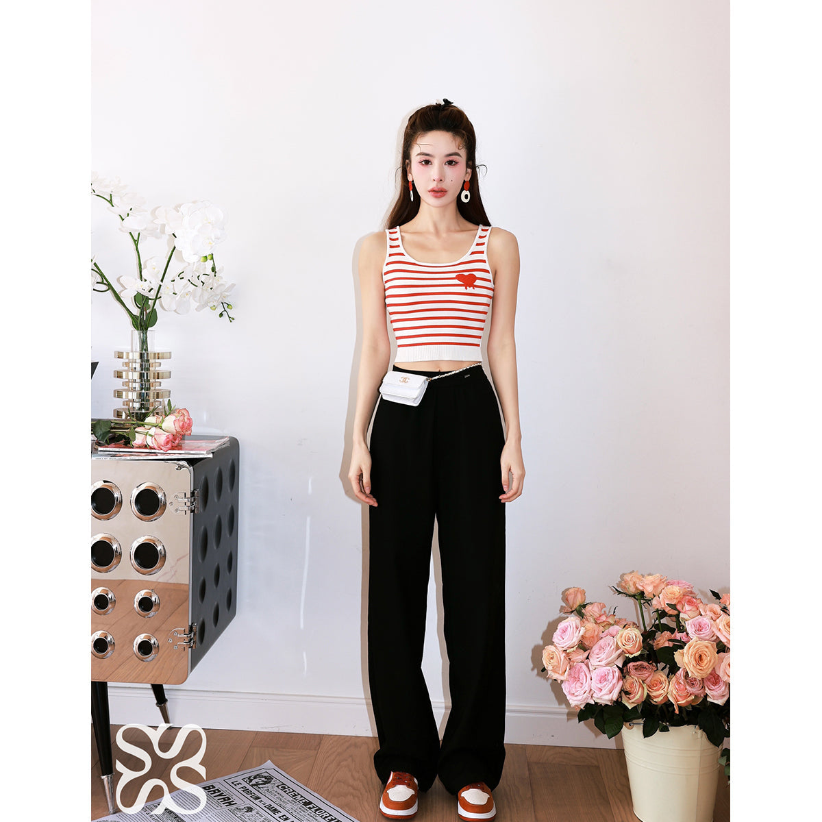 SomeSowe Elastic Waist Casual Pants Black