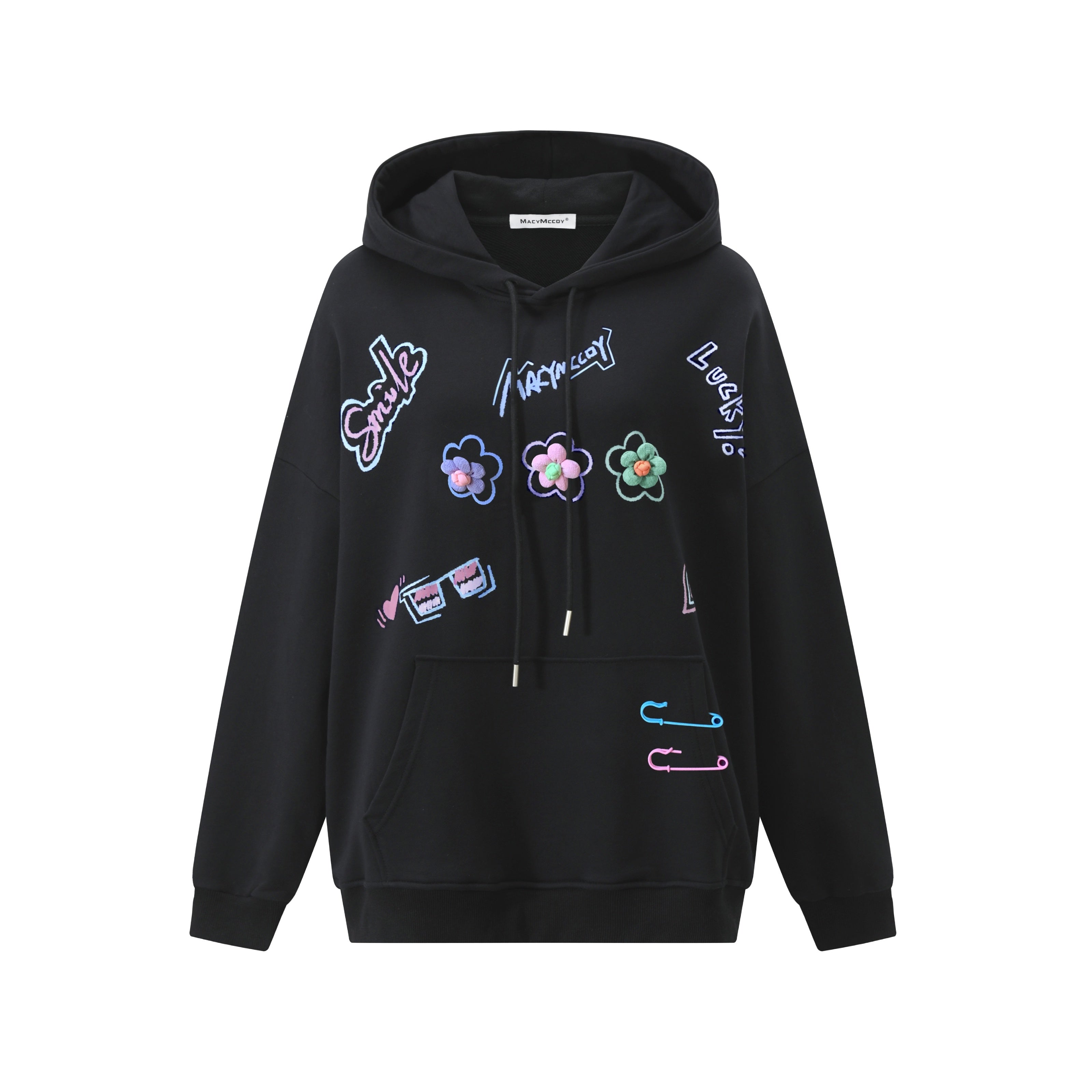 MacyMccoy Grafitti Flower Pin Hoodie