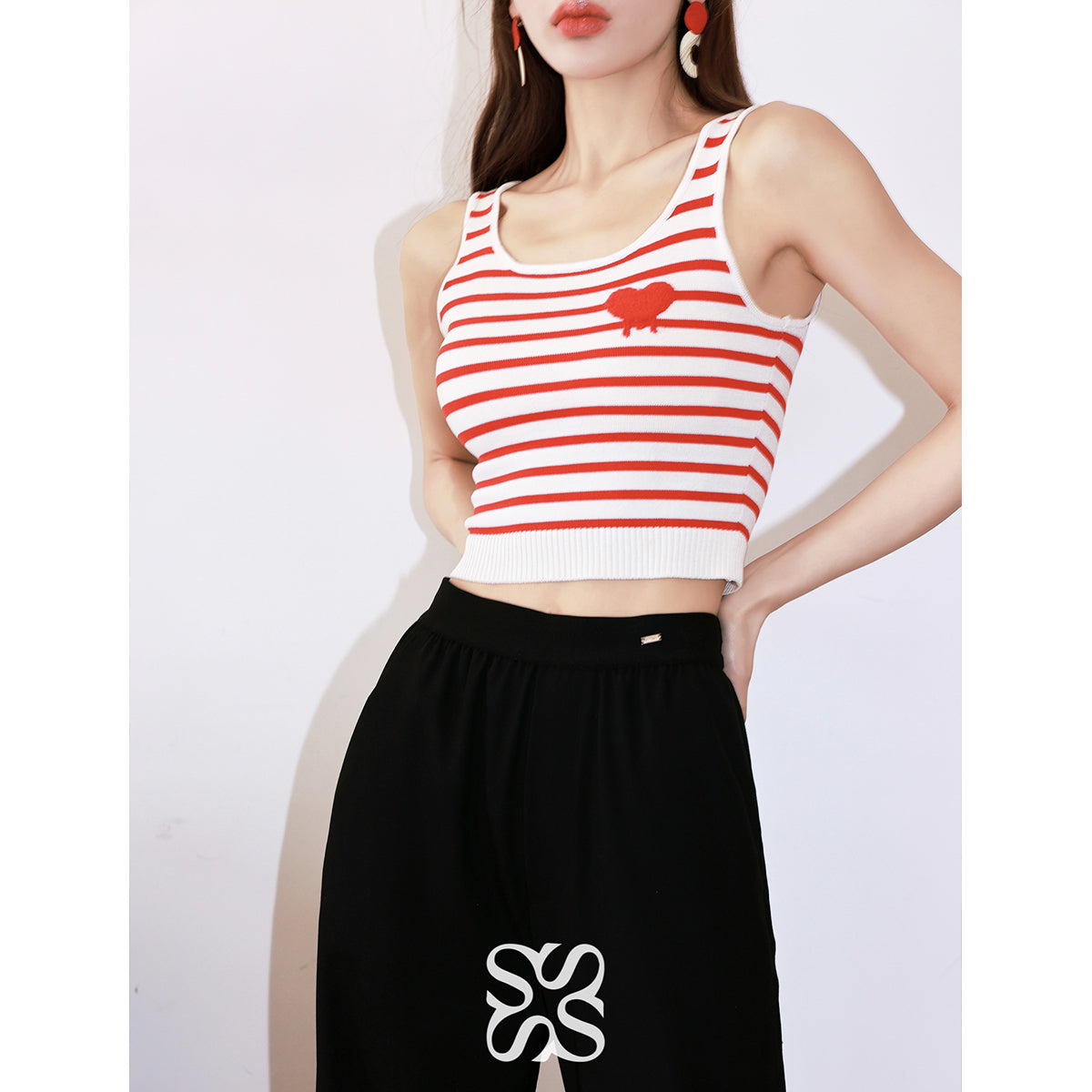 SomeSowe Dissolving Heart Striped Knit Tank Top