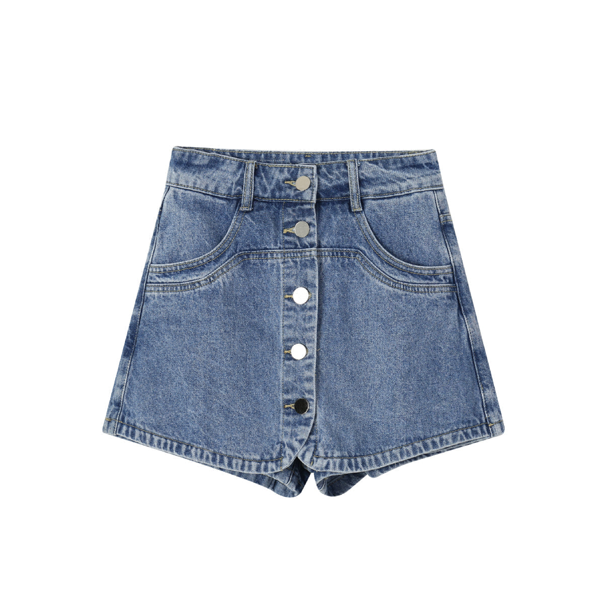 SomeSowe Button-Up Denim Shorts Blue