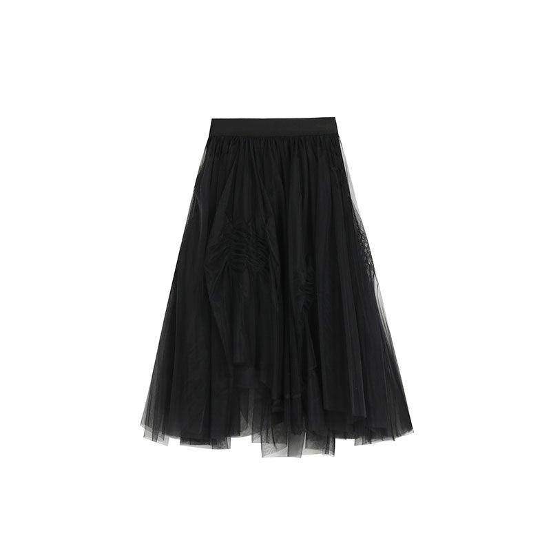 SomeSowe Pleated Mesh Skirt Black