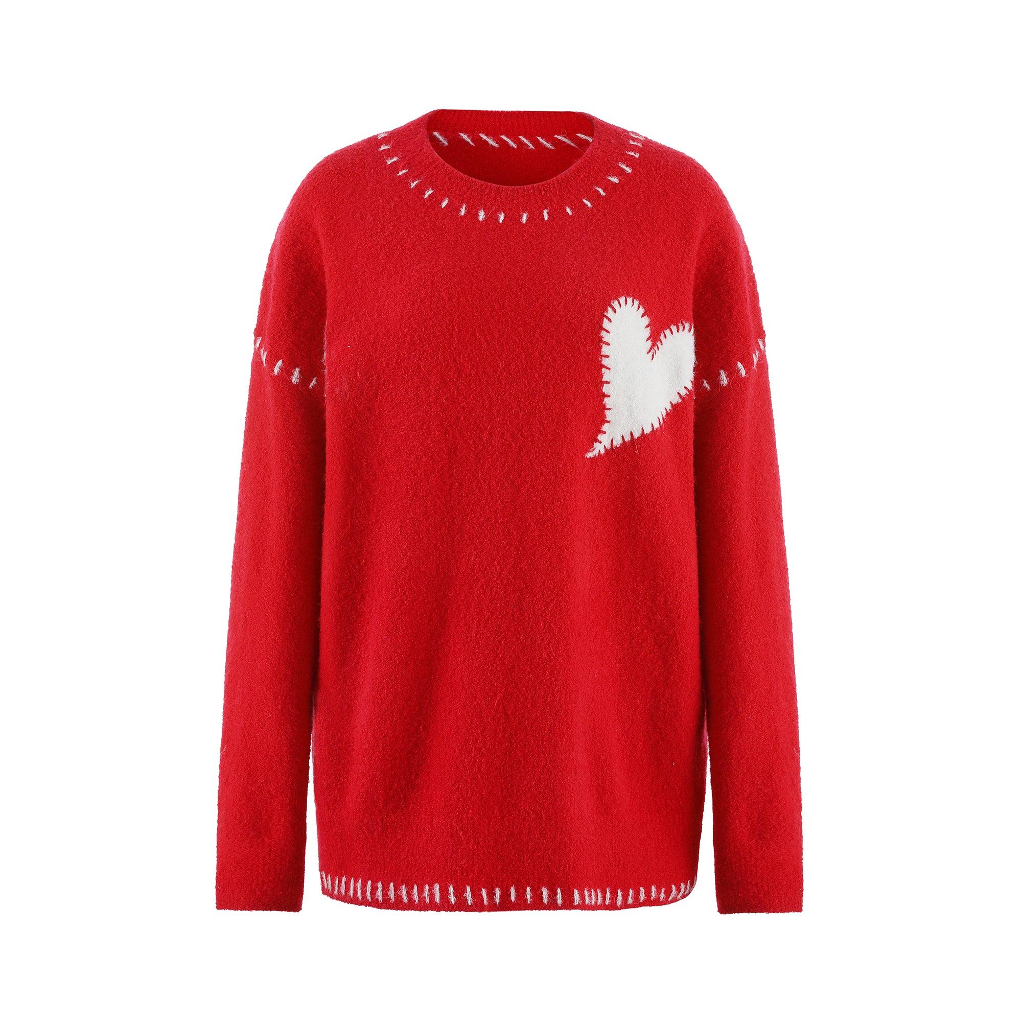 Via Pitti Jacquard Heart Sweater Red