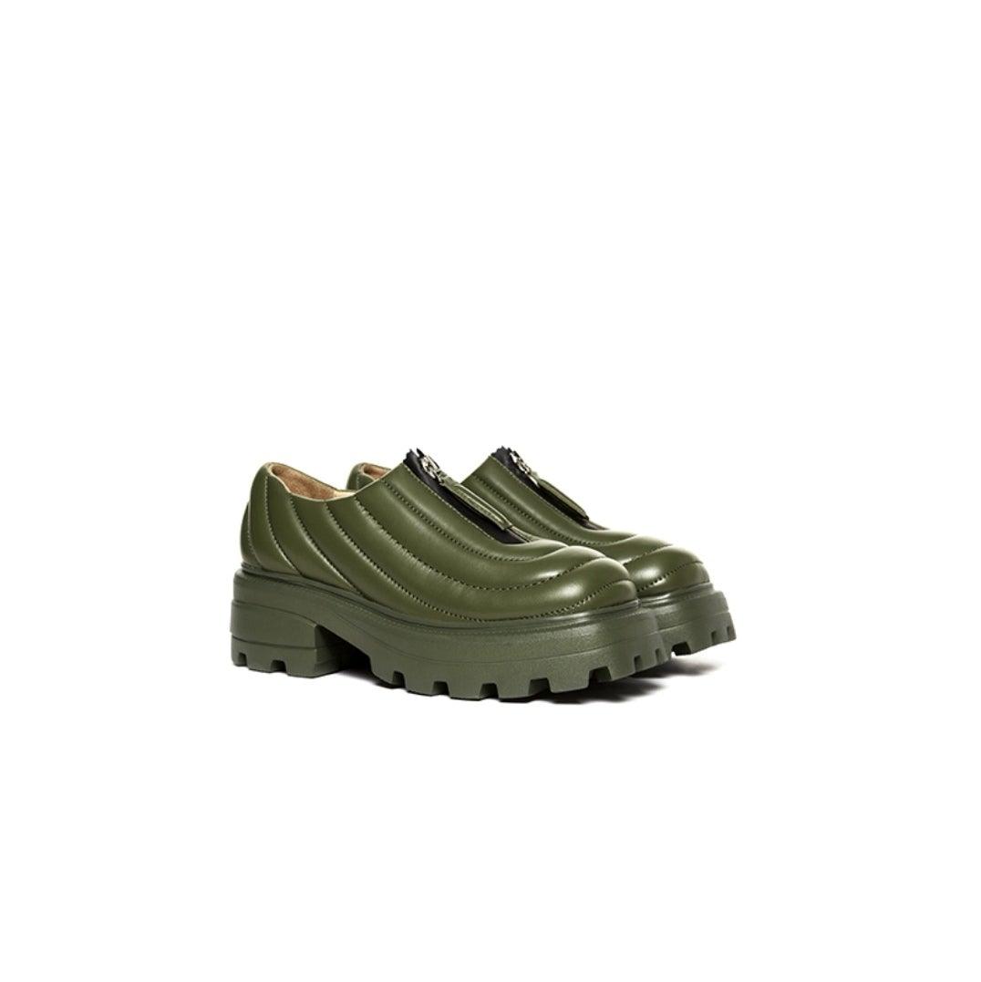 Lost In Echo Zipper Heel Loafer Olive