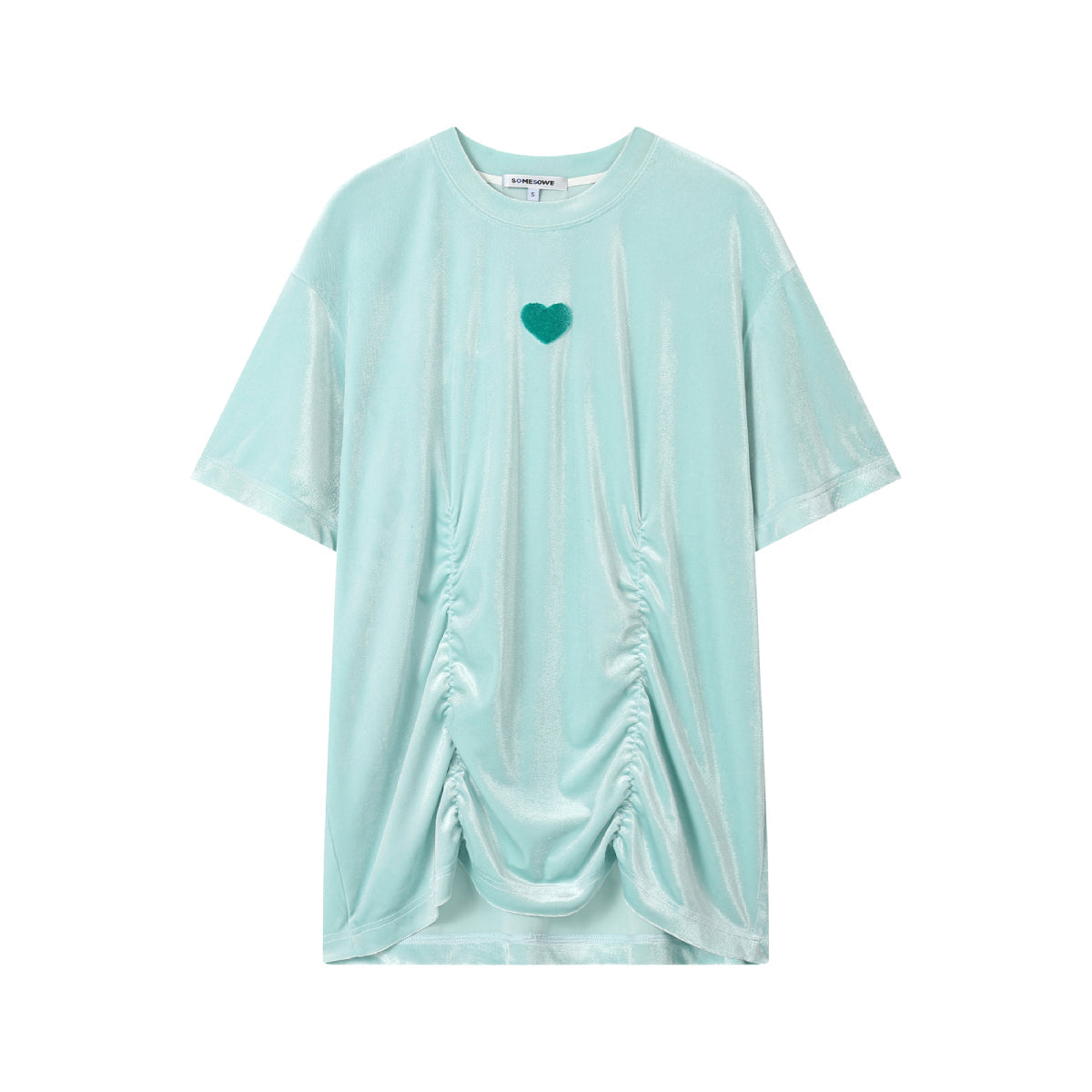 SomeSowe Heart Smocked Velvet Tee Green