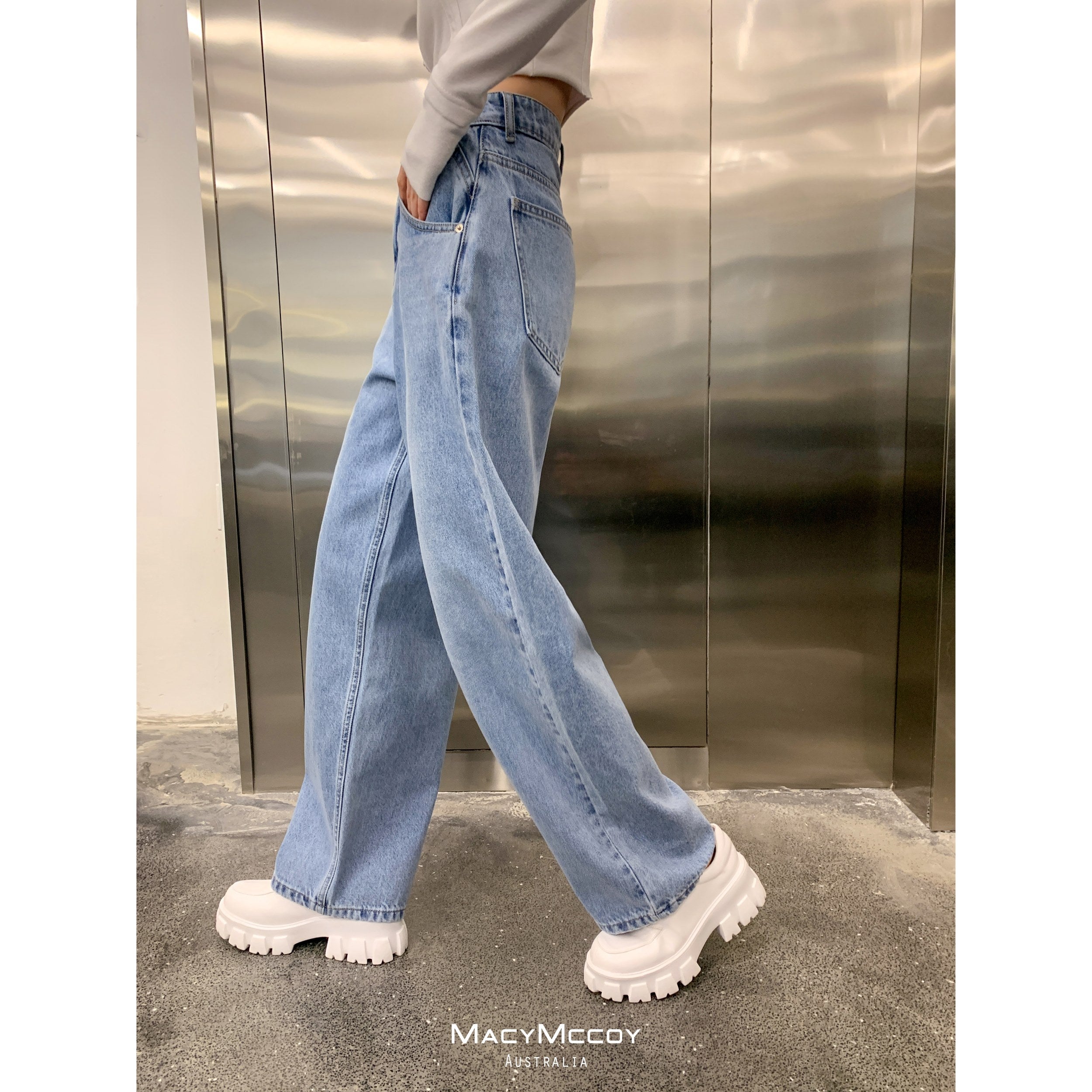 MacyMccoy Oversize Washed Denim Jeans