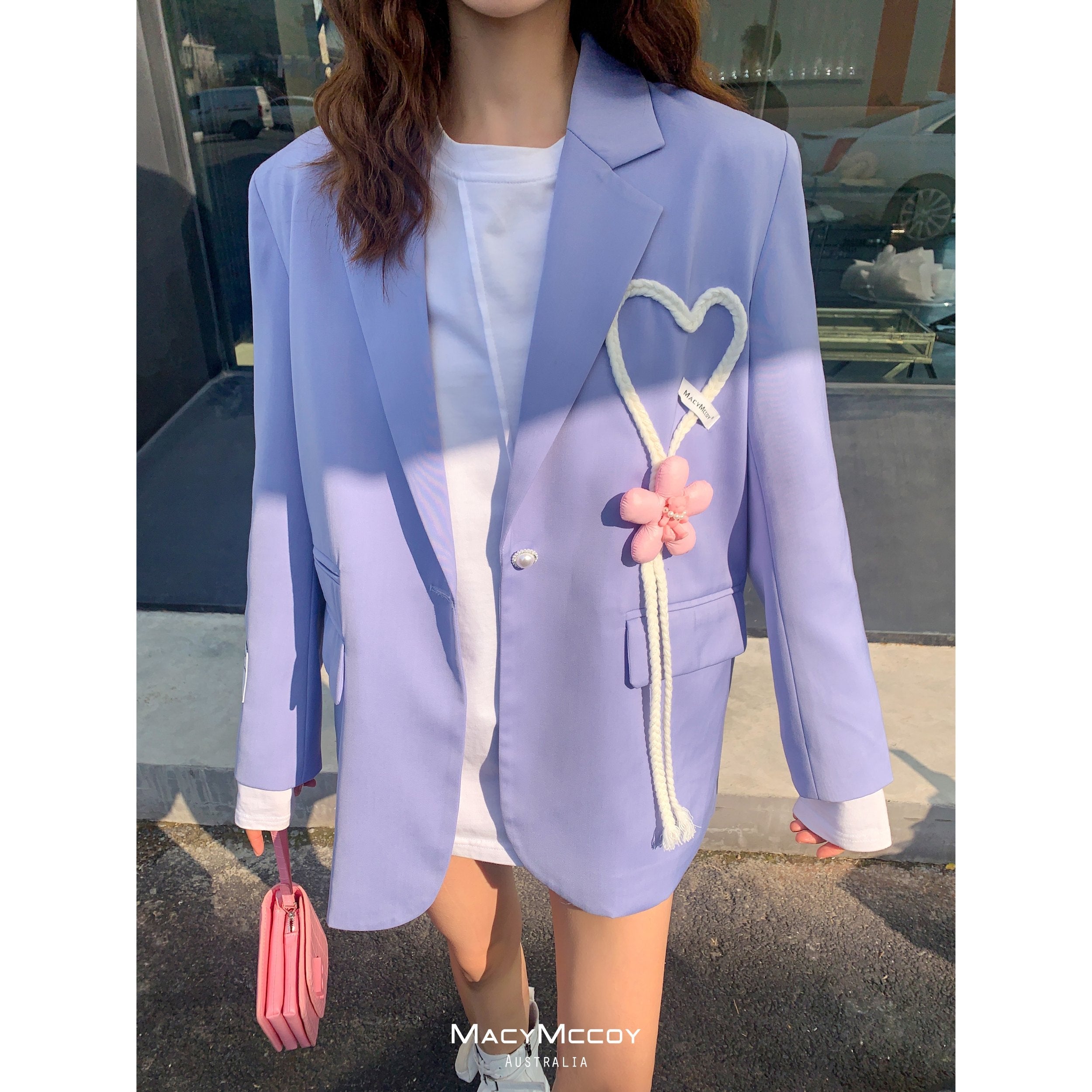 MacyMccoy Drawstring Heart Patch Blazer