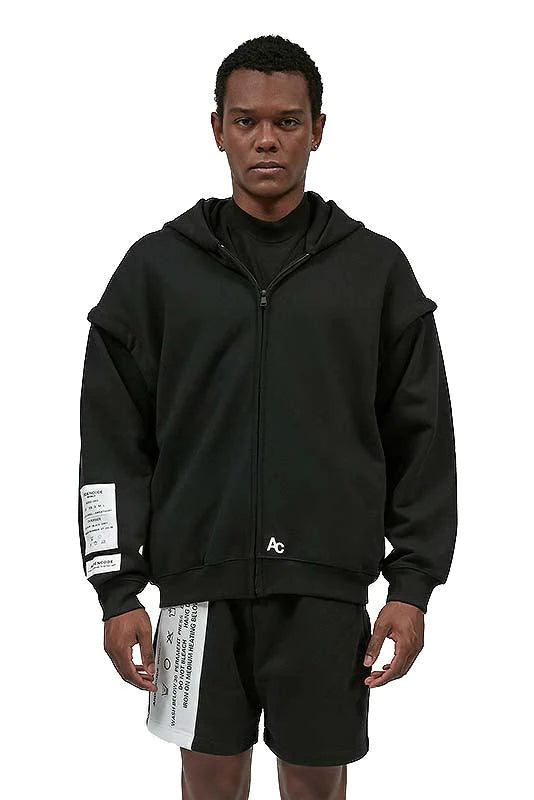 Ardencode World Black Patched Jacket with Removable Sleeves