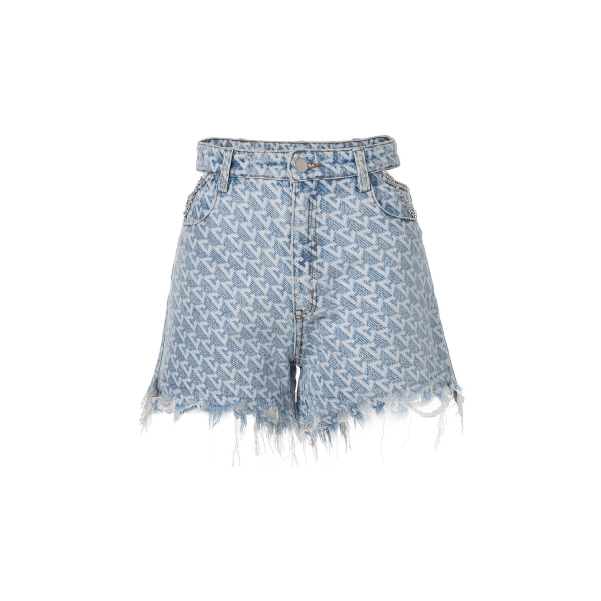 Cottia Destroyed Cut-Out Denim Shorts