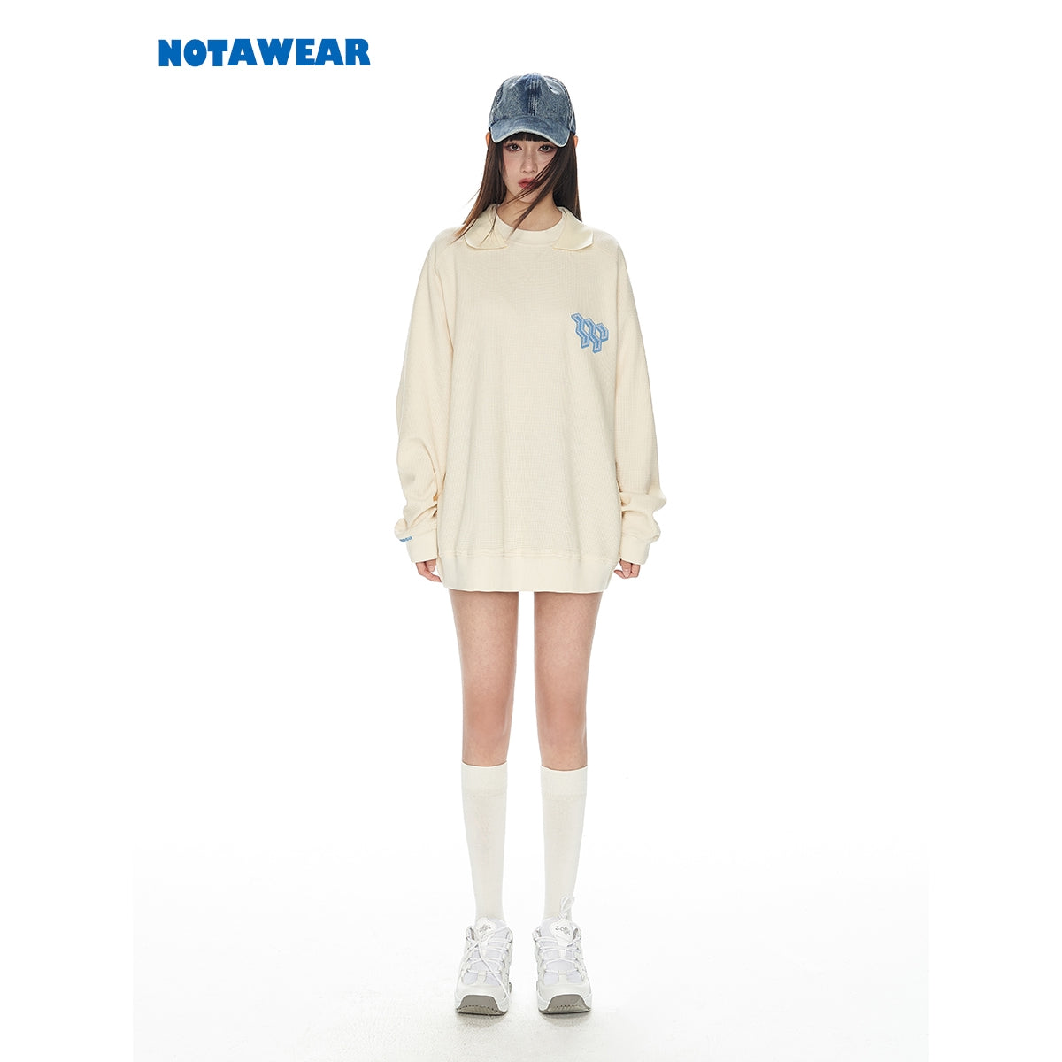 NotAwear Waffle Polo Sweater Cream