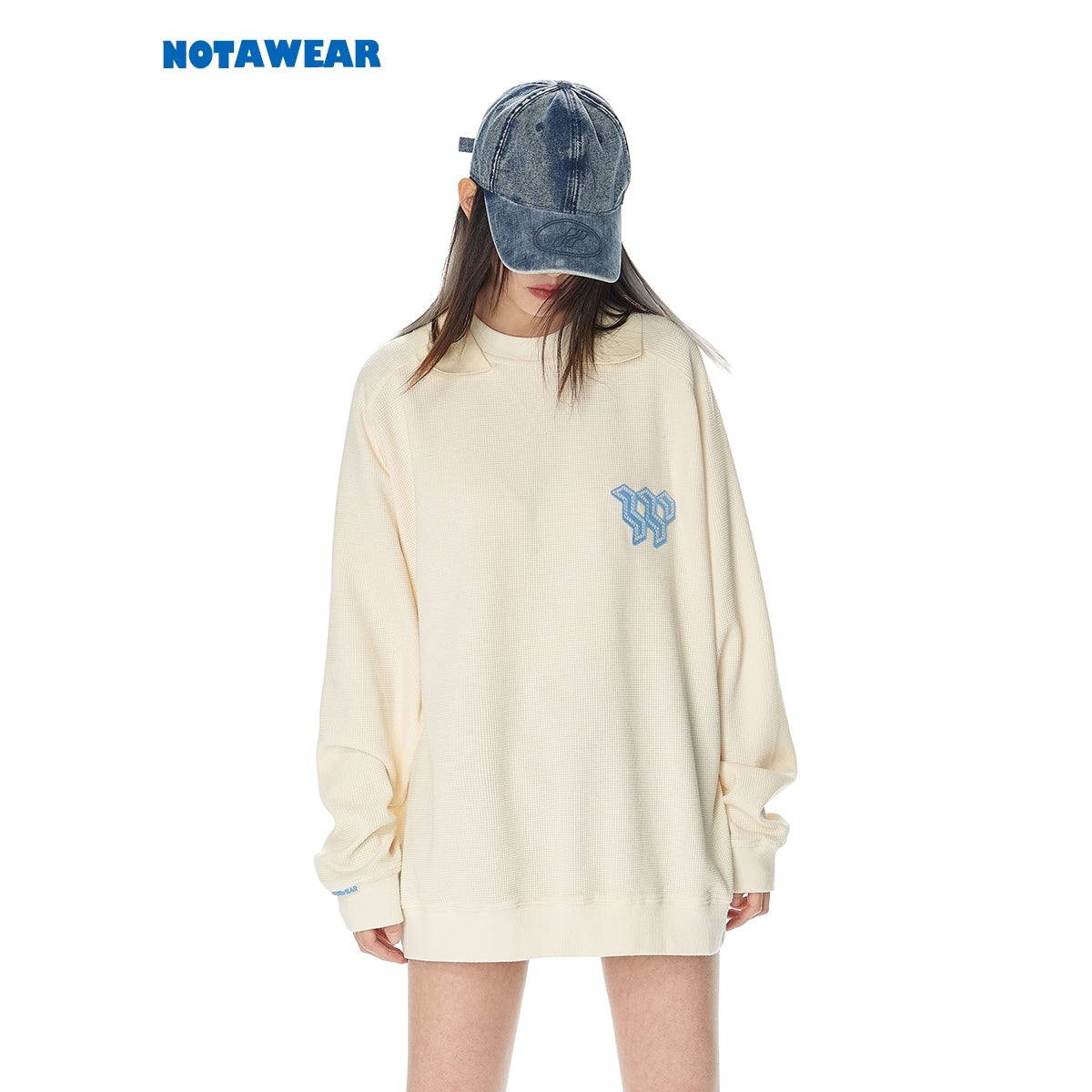 NotAwear Waffle Polo Sweater Cream