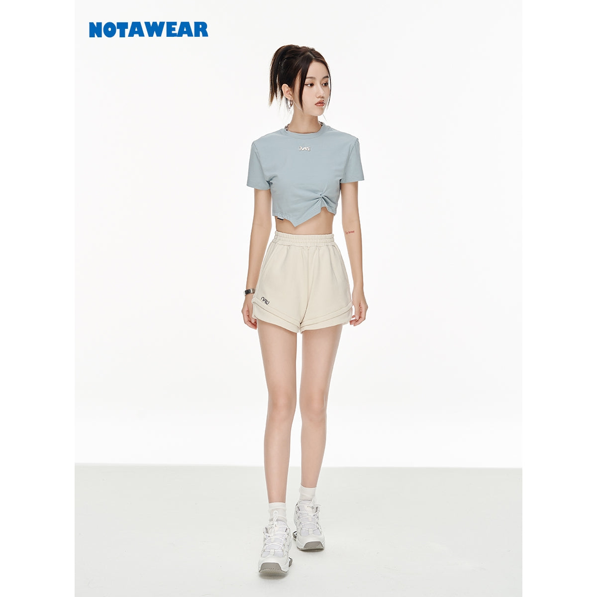 NotAwear Logo Sweat Shorts Cream – AEOM
