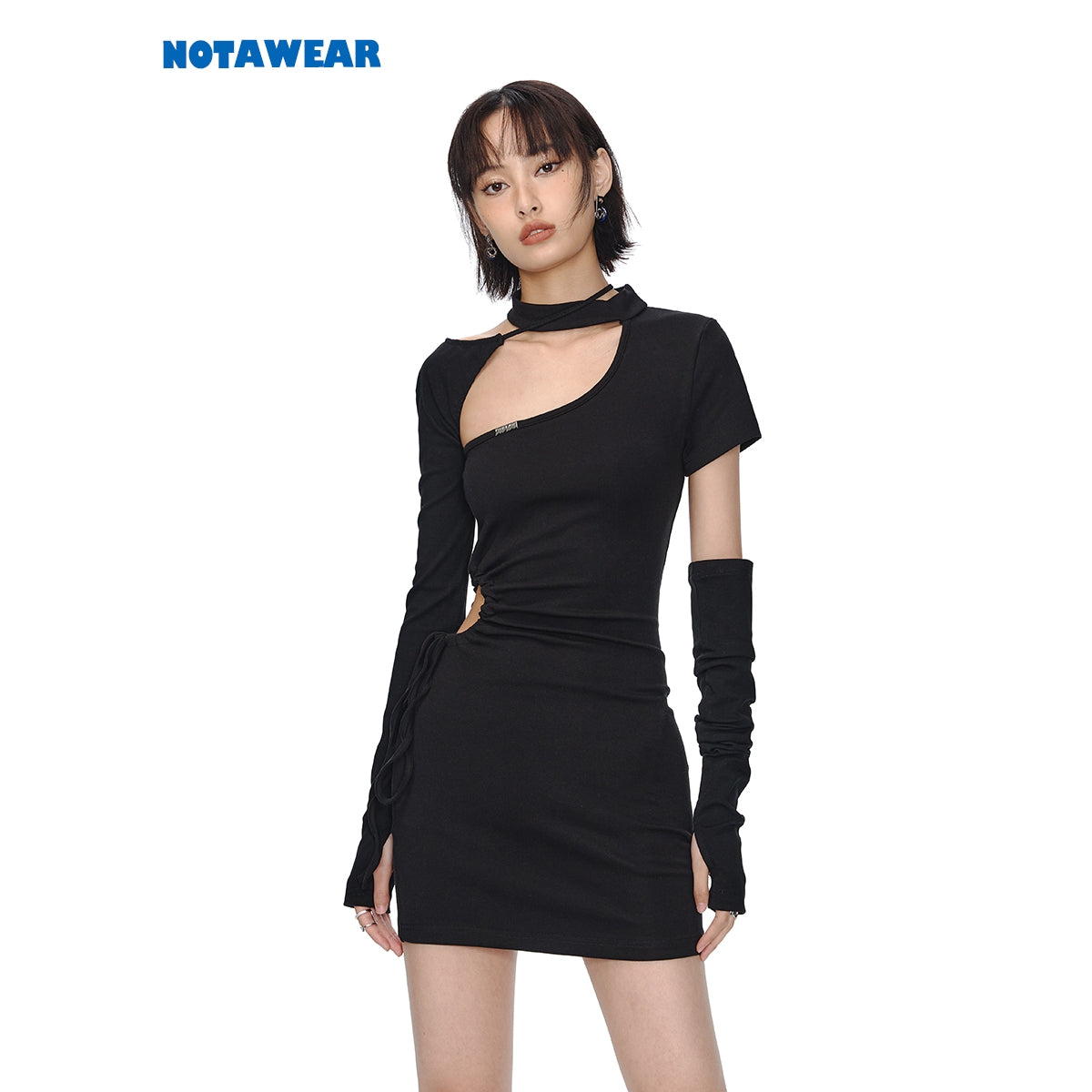 NotAwear Off-Shoulder Cutting Dress Black